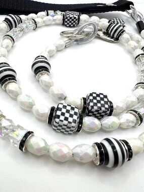 Unique & Bougie Beaded Dog Leash - Black & White - Handmade